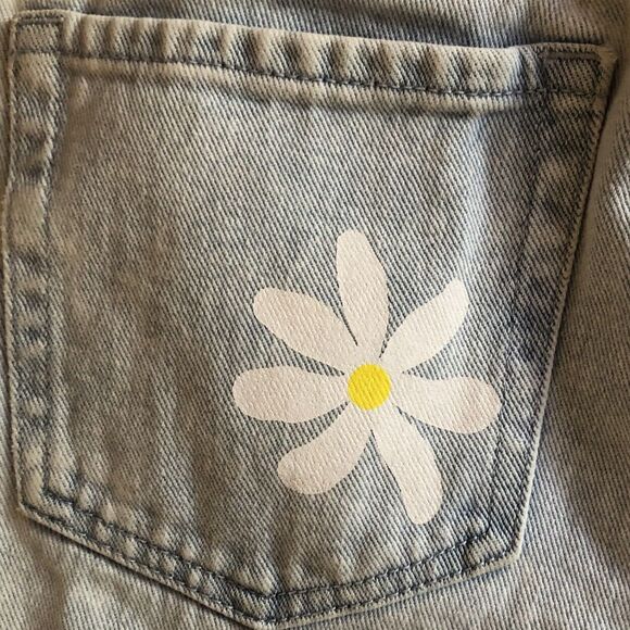 PacSun 90s Boyfriend Daisy Paint Jeans Womens Size 26 Light Wash High Rise Denim - Picture 13 of 15